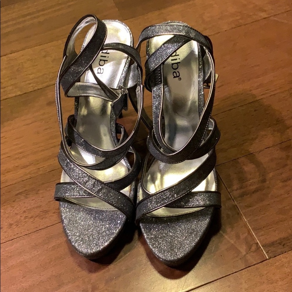 Diba Silver Glitter Platform Heels